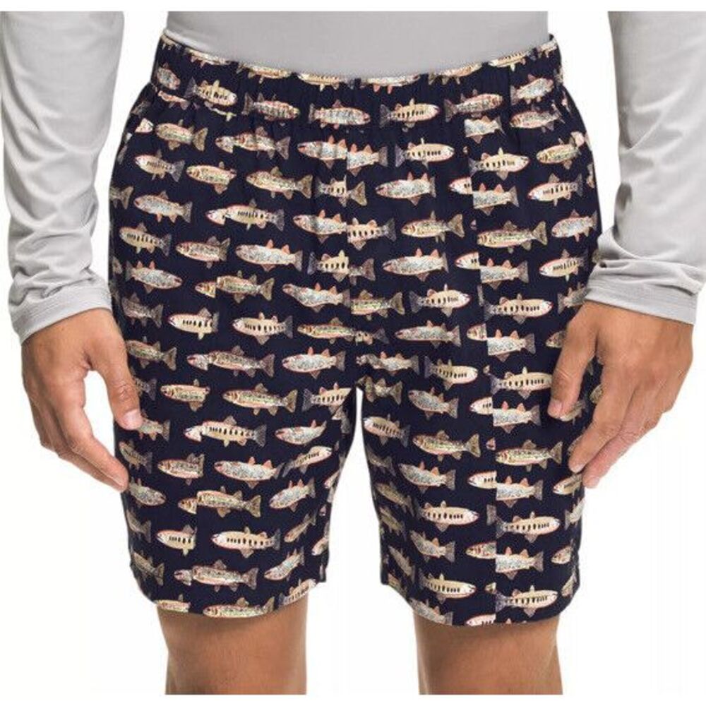 New $59 The North Face Class V Flash Dry Fish Print Water Mens Pull On Shorts XL